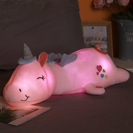 Unicorno Luminoso di Peluche con LED Arcobaleno - Peluche Morbido e Luminoso per Bambini