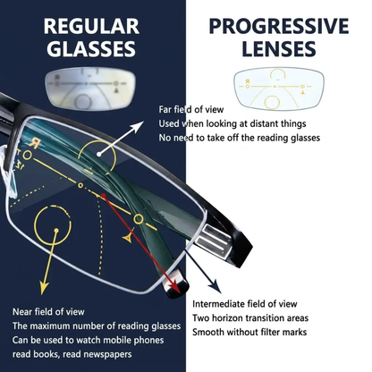 Lunettes Progressives Intelligentes avec Verres Anti-éblouissants et Filtrant la Lumière Bleue