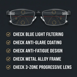 Occhiali Progressivi Intelligenti con Lenti Antiriflesso e Filtranti la Luce Blu