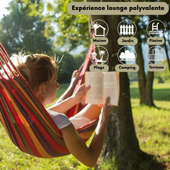 Hamac Double RelaxoLounge - Toile Durable et Stabilité Antidérapante