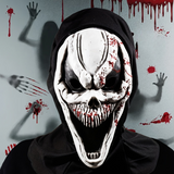Masque Halloween Crâne Terrifiant avec Capuche en Caoutchouc Durable