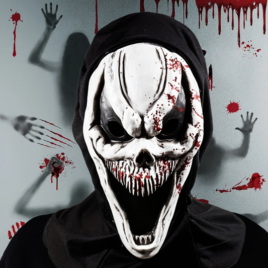 Masque Halloween Crâne Terrifiant avec Capuche en Caoutchouc Durable
