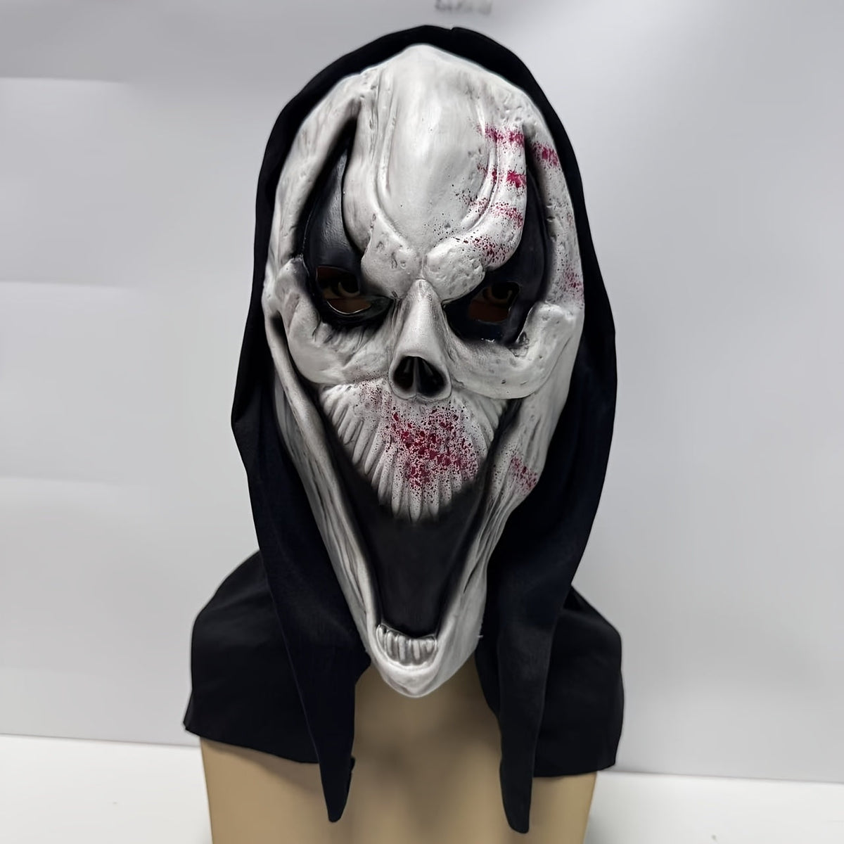 Masque Halloween Crâne Terrifiant avec Capuche en Caoutchouc Durable