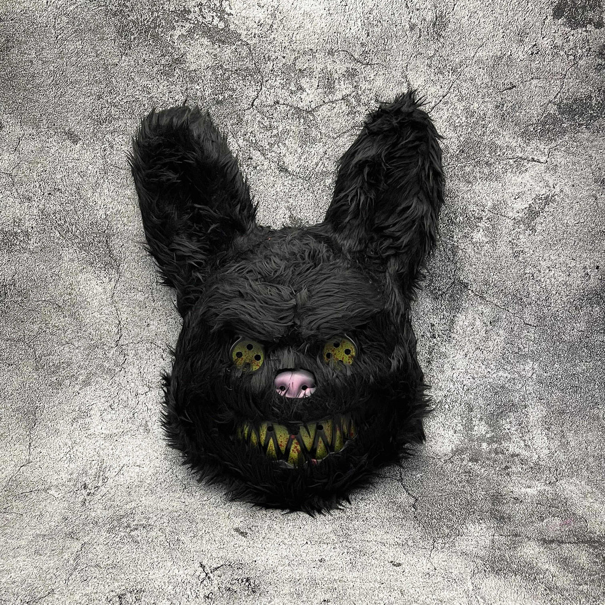 Masque Halloween En Peluche Noir - Monstre Terrifiant Unisexe