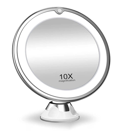Specchio LED Trucco Luminoso 10x con Rotazione a 360°