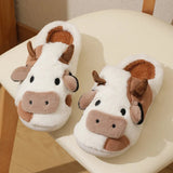 MooVera - Pantofole invernali in peluche a forma di mucca comode