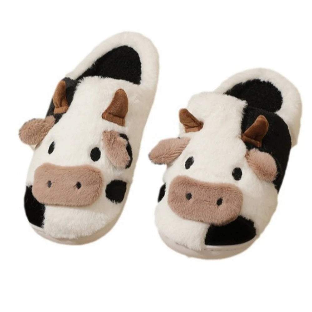 MooVera - Pantofole invernali in peluche a forma di mucca comode