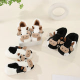 MooVera - Pantofole invernali in peluche a forma di mucca comode
