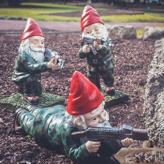 Nano da Giardino Militare in Resina Camouflage - Decorazione da Esterno