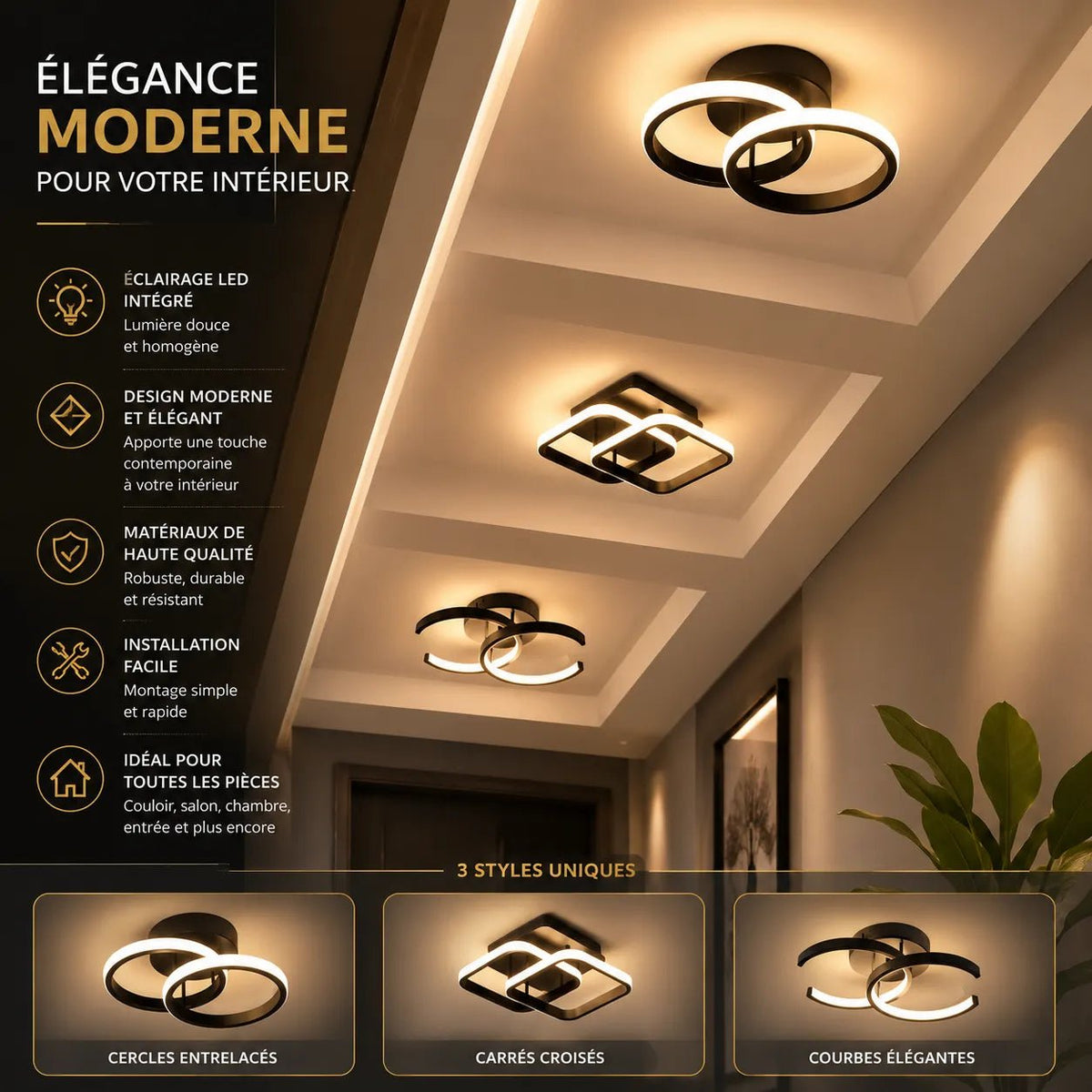 ORBÉLIA™ - Plafoniera a LED a doppio anello design 3 colori