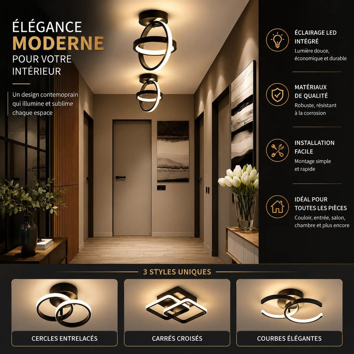ORBÉLIA™ - Plafoniera a LED a doppio anello design 3 colori