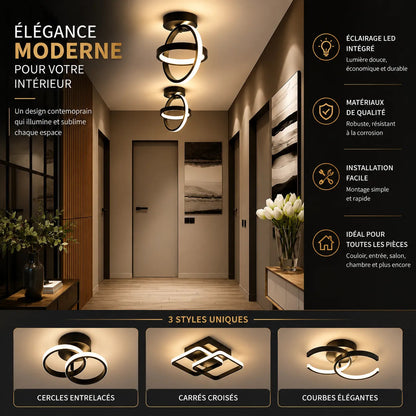 ORBÉLIA™ - Plafonnier à LED Design Double Anneau 3 Couleurs