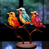 Oiseaux En Acrylique Teinté Sur Branche - Décoration Bureau Unique