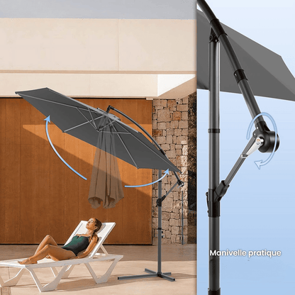 Parasol Déporté 3M avec Housse de Protection - Résistant et Ajustable