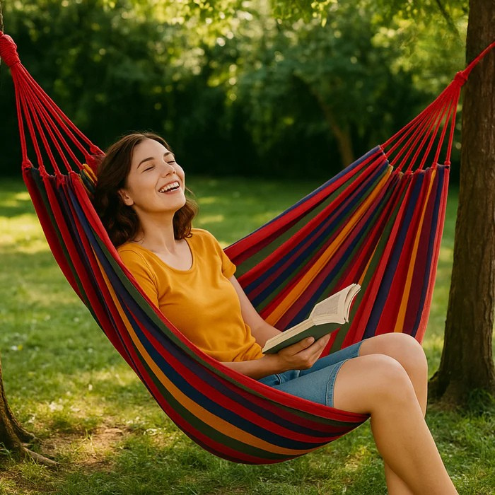 Hamac Double RelaxoLounge - Toile Durable et Stabilité Antidérapante