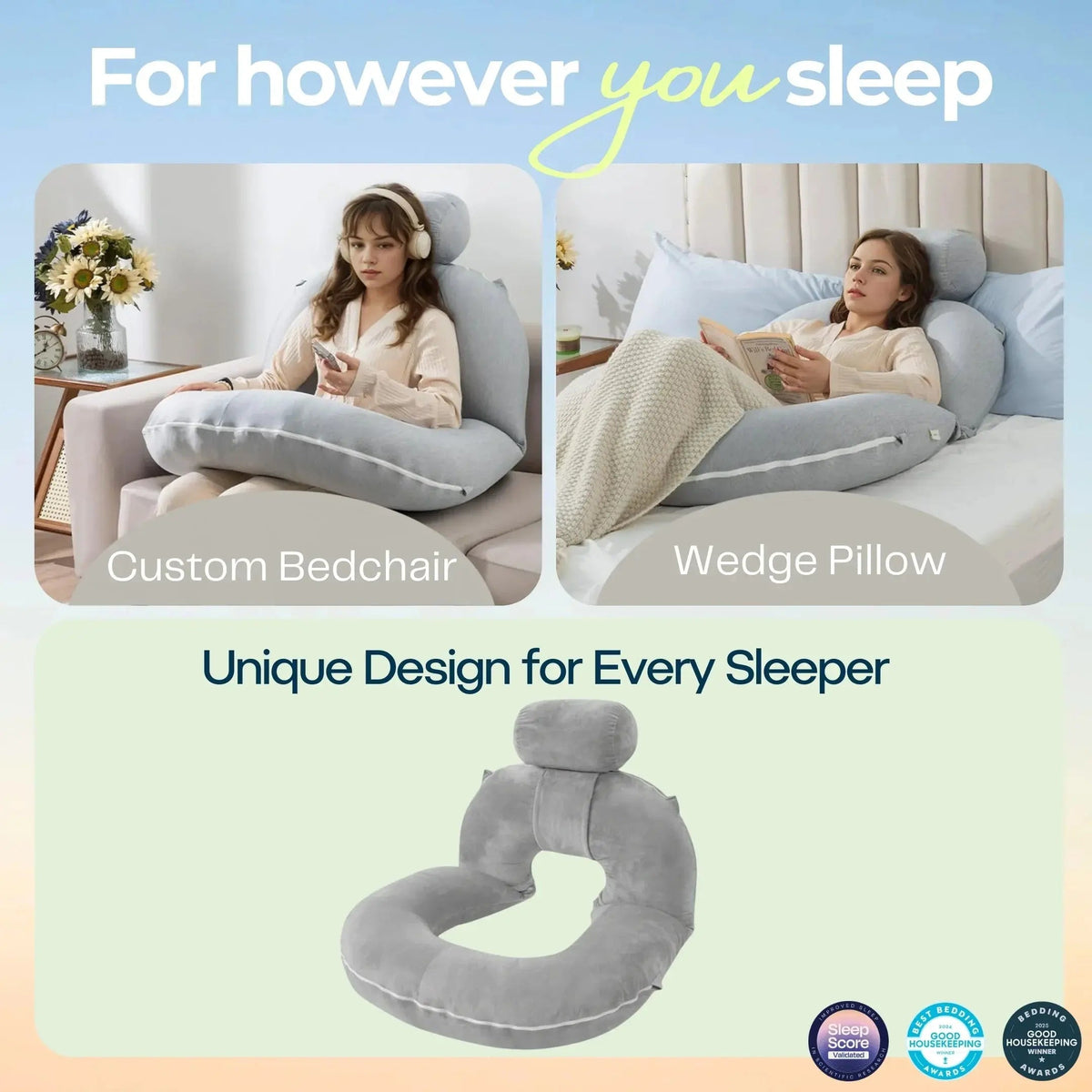 Oreiller Ergonomique Multifonctionnel pour Lecture et Détente