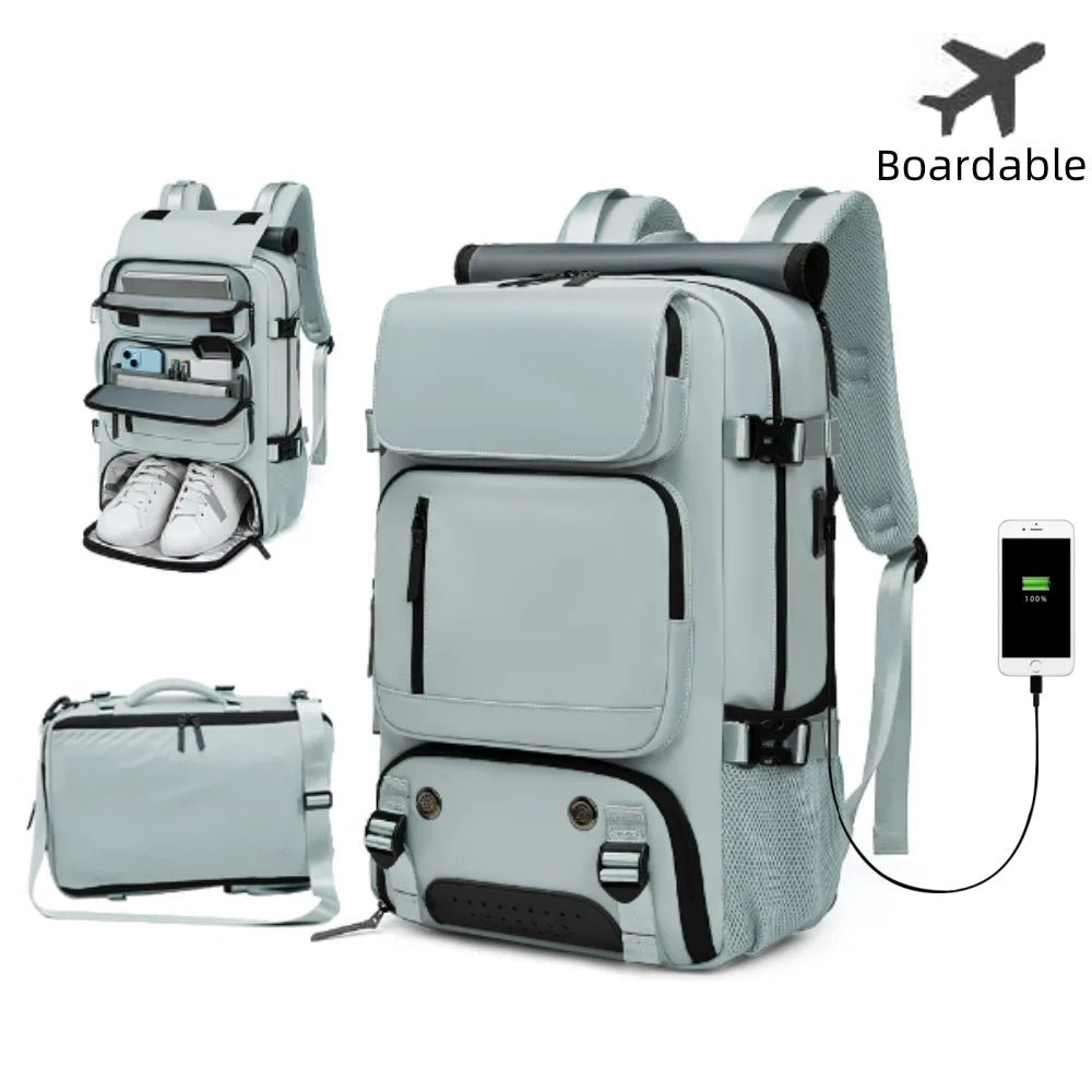 Zaino da viaggio TRAVELMAX impermeabile con porta USB e scomparto per scarpe