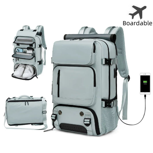 Zaino da viaggio TRAVELMAX impermeabile con porta USB e scomparto per scarpe