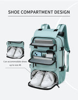Zaino da viaggio TRAVELMAX impermeabile con porta USB e scomparto per scarpe