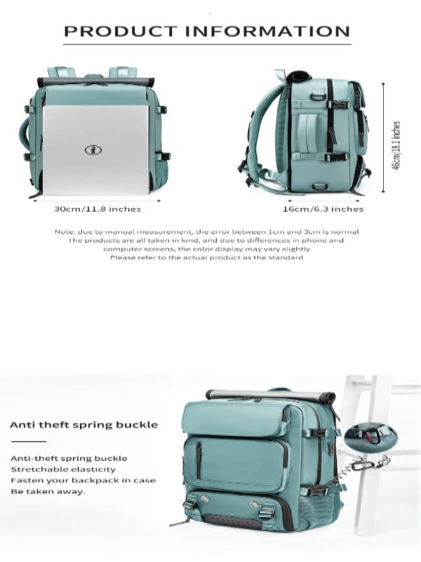 Zaino da viaggio TRAVELMAX impermeabile con porta USB e scomparto per scarpe
