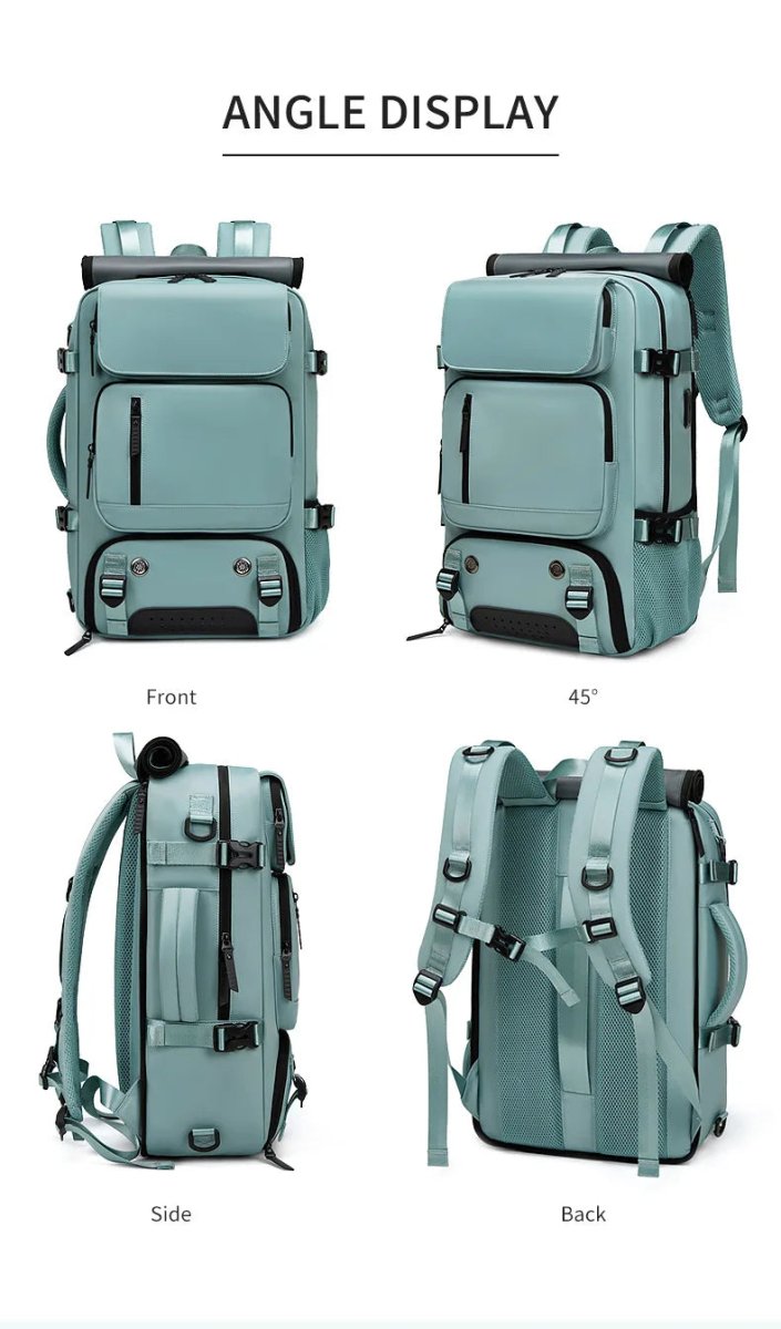 Zaino da viaggio TRAVELMAX impermeabile con porta USB e scomparto per scarpe