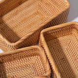 Cesto portaoggetti rettangolare in vimini - Cesto in rattan intrecciato a mano