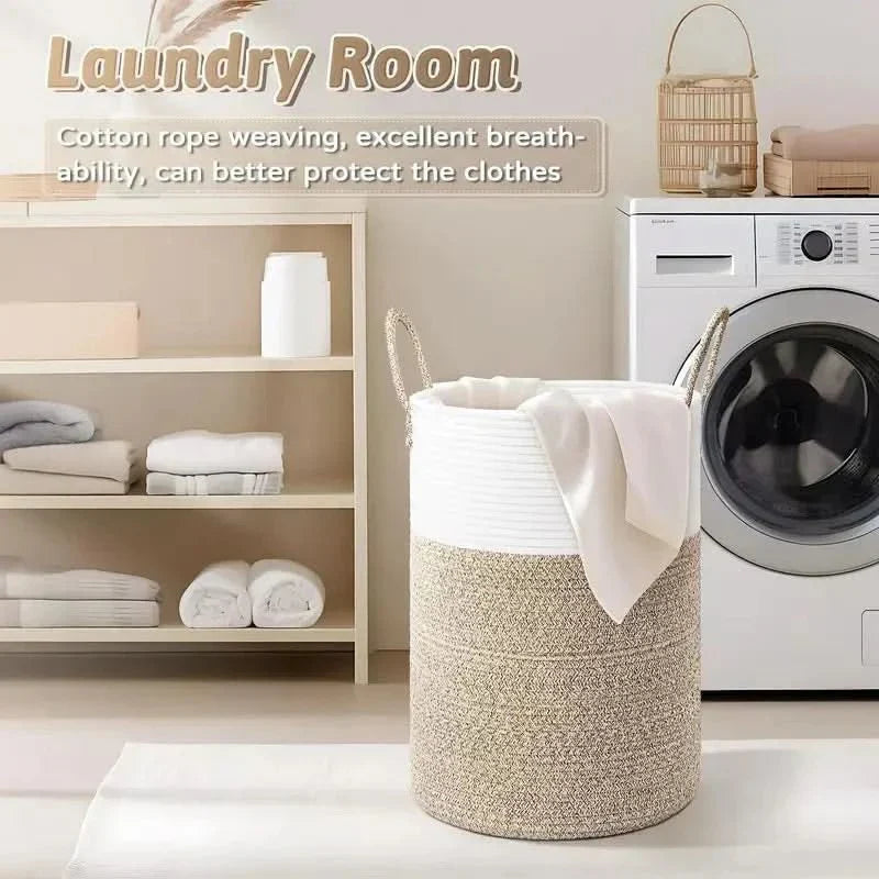 Panier Rangement Pliable en Coton - Panier Linge Élégant 60L