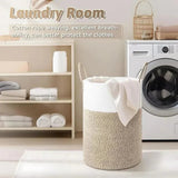 Panier Rangement Pliable en Coton - Panier Linge Élégant 60L