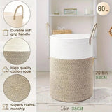 Panier Rangement Pliable en Coton - Panier Linge Élégant 60L