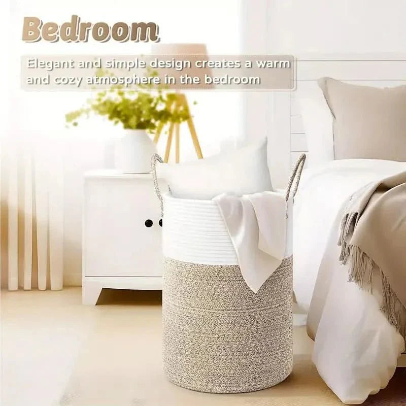Panier Rangement Pliable en Coton - Panier Linge Élégant 60L
