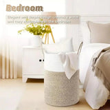 Panier Rangement Pliable en Coton - Panier Linge Élégant 60L