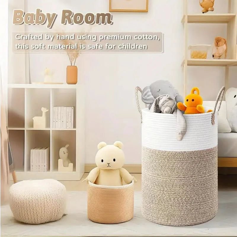 Panier Rangement Pliable en Coton - Panier Linge Élégant 60L