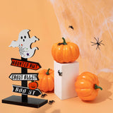 Panneau Décoration Halloween en Bois avec Fantôme et Citrouille