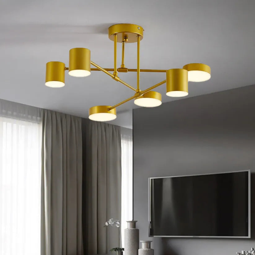 Plafonnier Design LED Moderne à 6 Lumières avec Éclairage Ambiant Réglable pour Salon