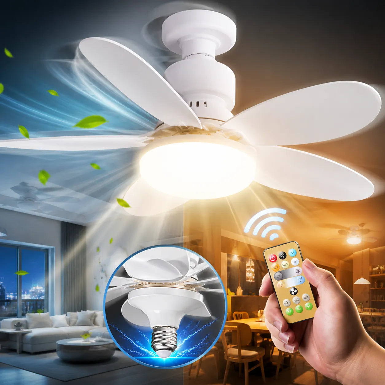 Plafonnier Ventilateur LED Éolia - Ventilation Silencieuse et Design Moderne