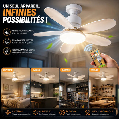 Plafonnier Ventilateur LED Éolia - Ventilation Silencieuse et Design Moderne