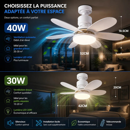 Plafonnier Ventilateur LED Éolia - Ventilation Silencieuse et Design Moderne