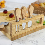 Planche Charcuterie Fromage en Bois avec Couteau et Fourchette - 40 cm x 30 cm