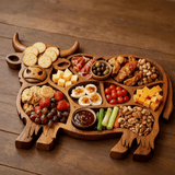 Planche à Saucisses en Bois Massif avec Motif Vache - Idéale pour Fromages et Snacks