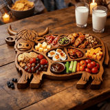 Planche à Saucisses en Bois Massif avec Motif Vache - Idéale pour Fromages et Snacks