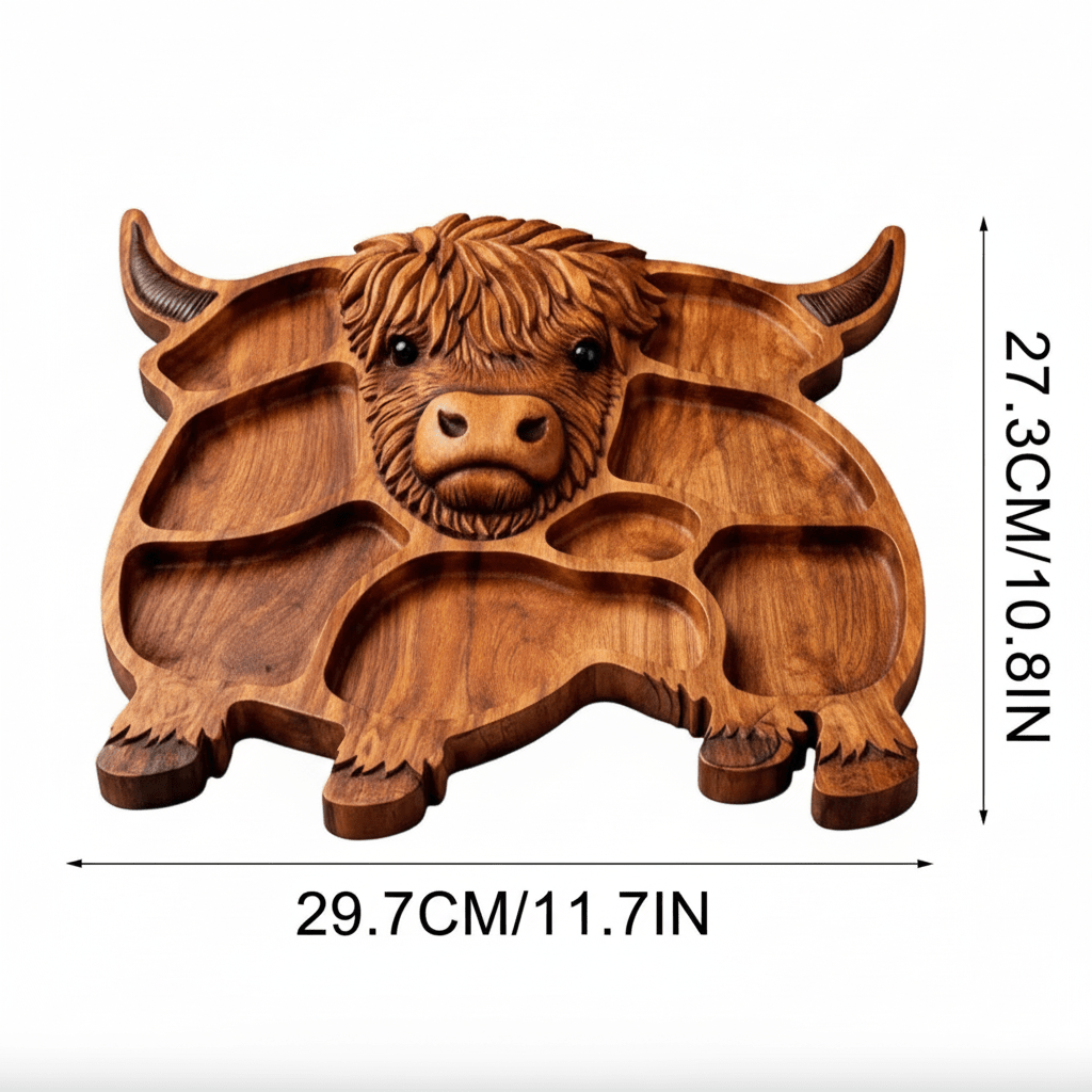 Planche à Saucisses en Bois Massif avec Motif Vache - Idéale pour Fromages et Snacks