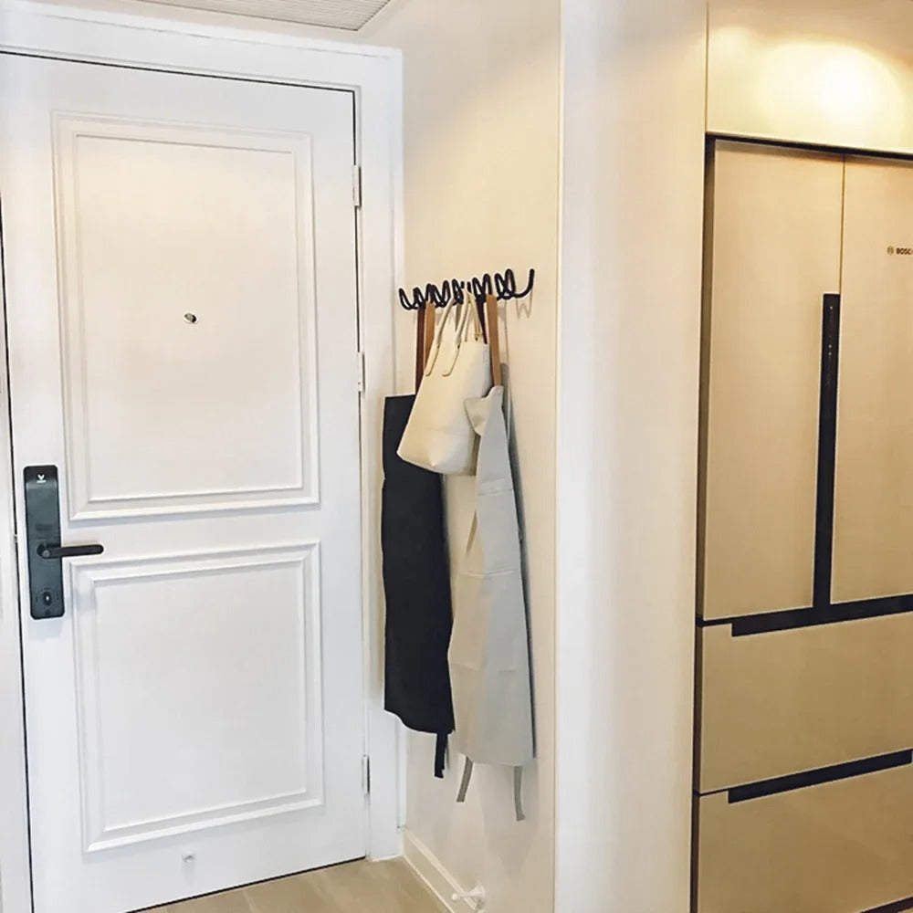 Porte-Manteau Mural en Fer Forgé - Design Ondulé Élégant