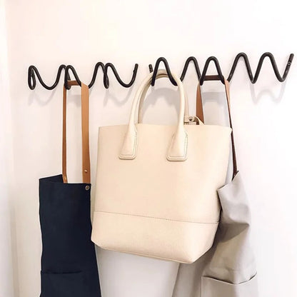 Porte-Manteau Mural en Fer Forgé - Design Ondulé Élégant