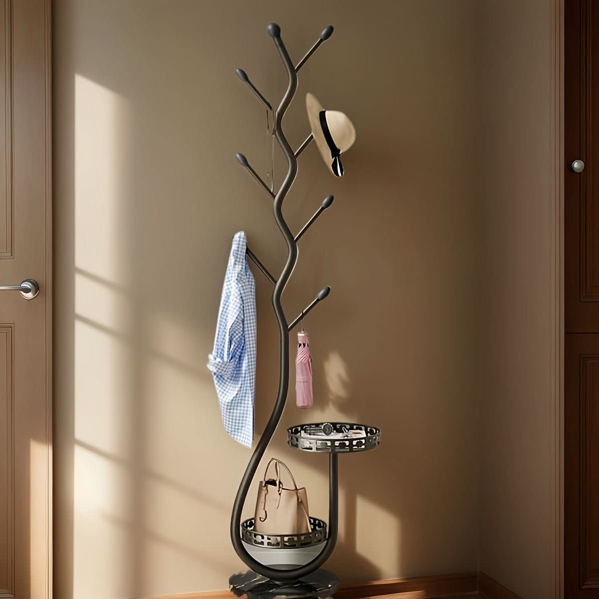 Porte Manteau Arbre Mural Élégant en Fer Design Scandinave