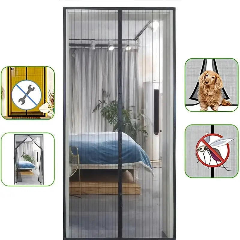 Porte Moustiquaire Aimantée - Installation Facile Sans Outils