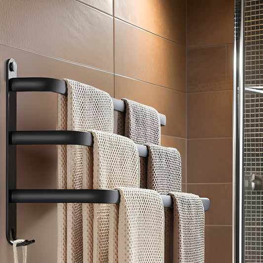Portasciugamani da Parete in Alluminio Elegante a 3 Livelli per Bagno