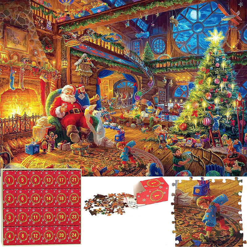 Puzzle de Noël - Calendrier de l'Avent 1008 Pièces Scène Festive