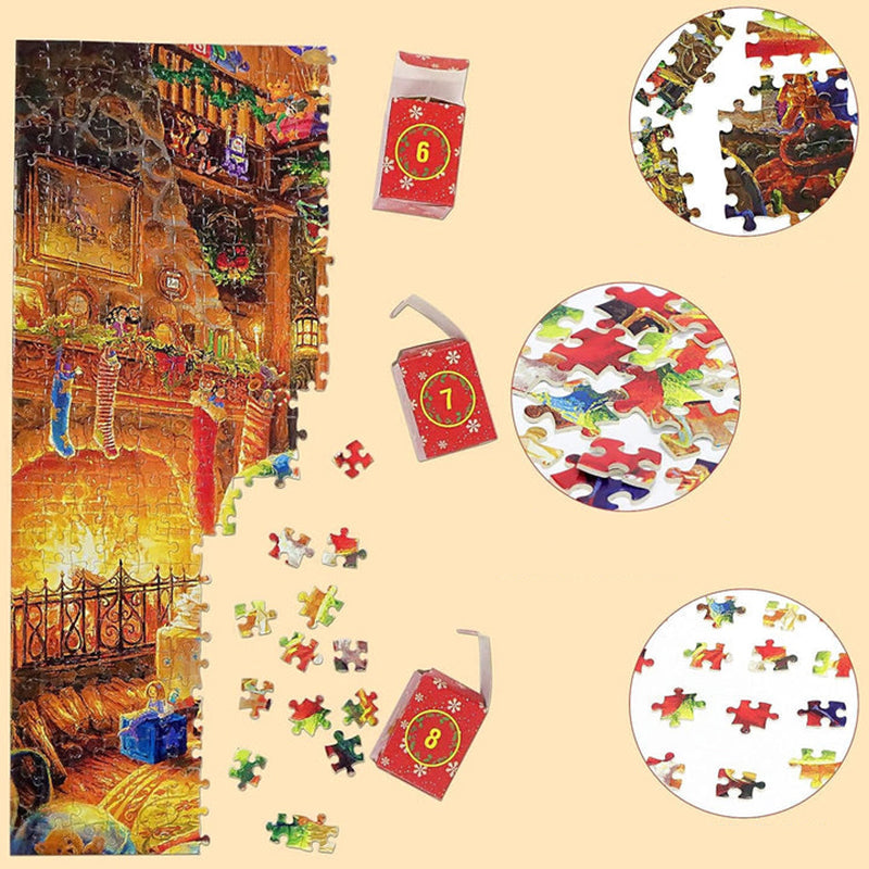 Puzzle de Noël - Calendrier de l'Avent 1008 Pièces Scène Festive