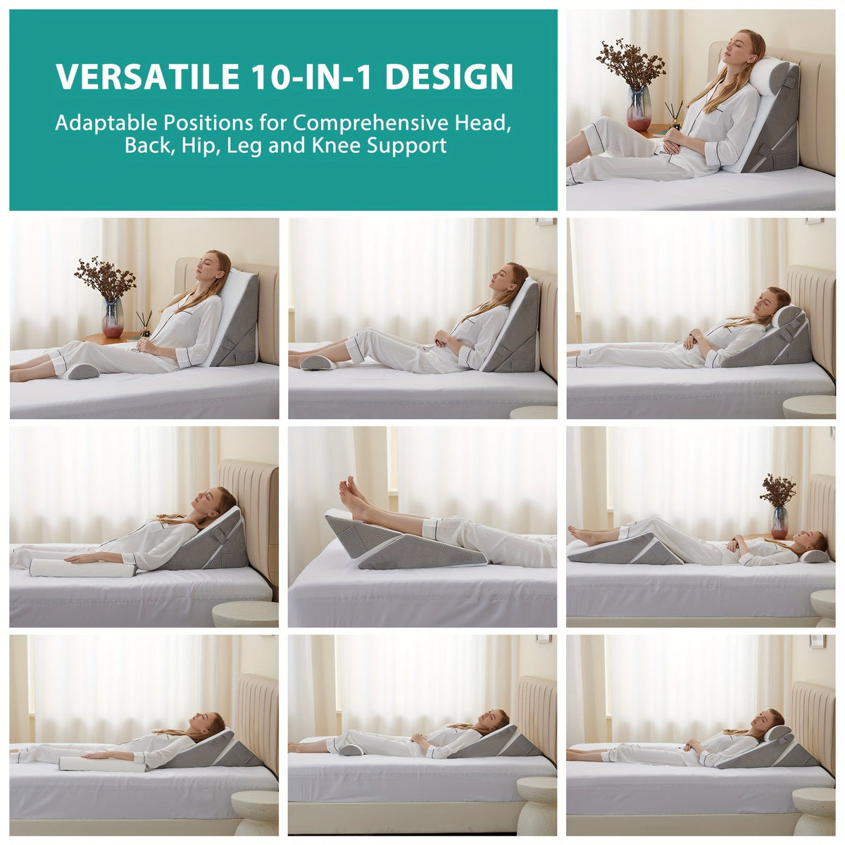 RelaxPlus - Oreiller Orthopédique Réglable 7 en 1 en Mousse à Mémoire