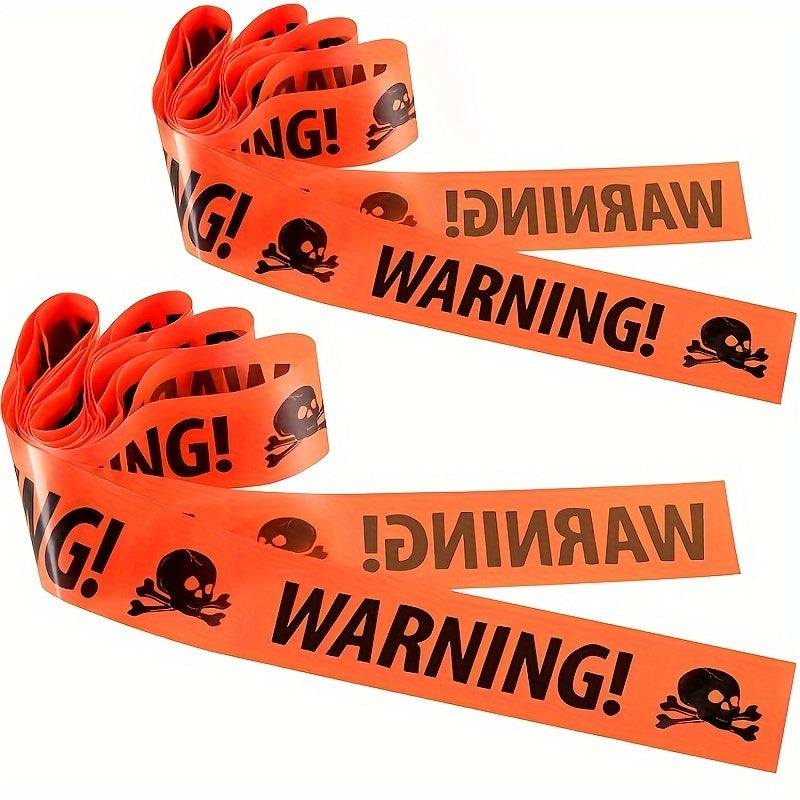 Ruban d'Avertissement Halloween - Crâne Effrayant en Plastique Durable